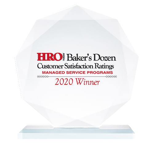 HRO Today Baker’s Dozen Customer Satisfaction Ratings Managed Service Programs 2020 Winner