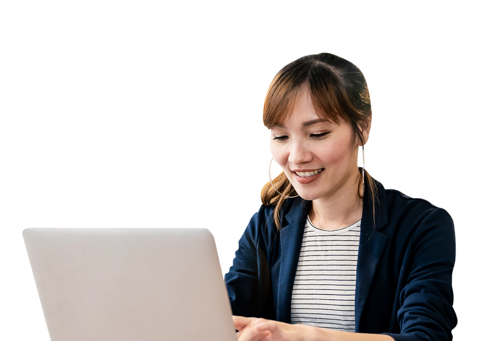 Woman working on her laptop