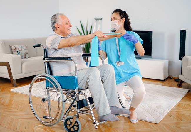 Nurse working with elderly patient