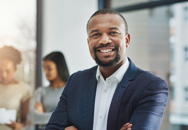 Smiling EMR professional