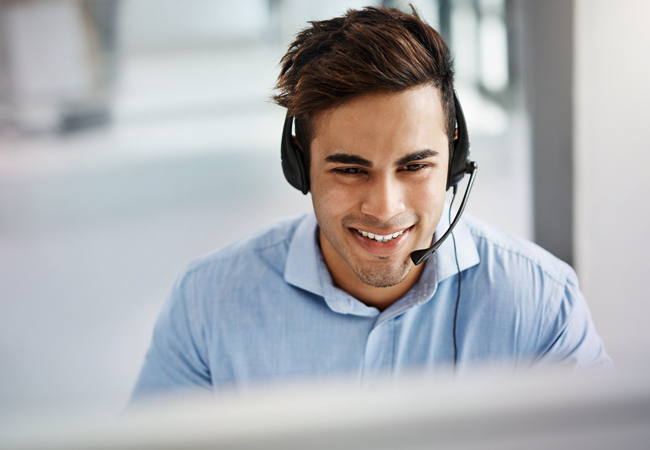 Man speaking with headset on