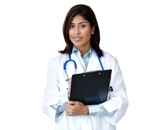 Permanent physician with clipboard