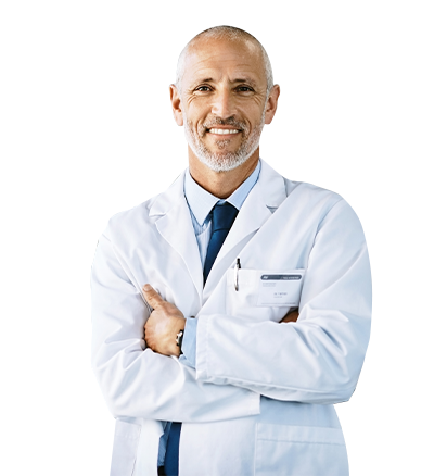 Male physician with arms crossed