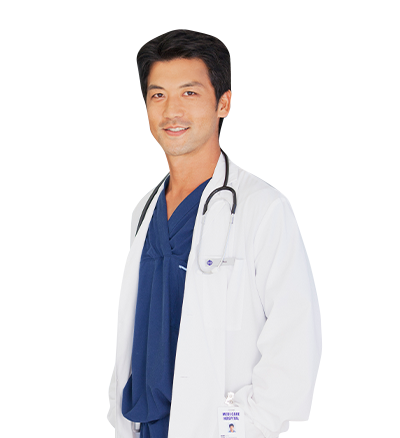 Confident male physician