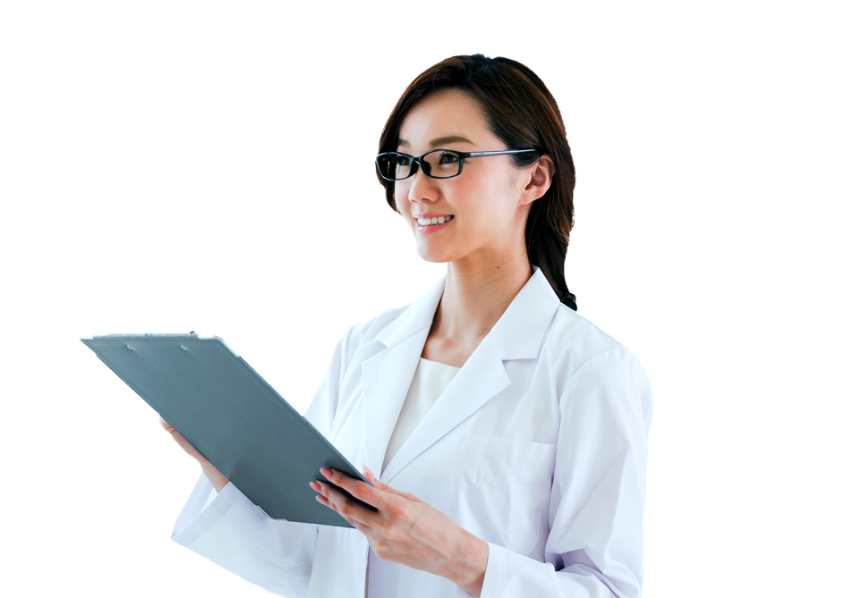 Female physician holding tablet computer