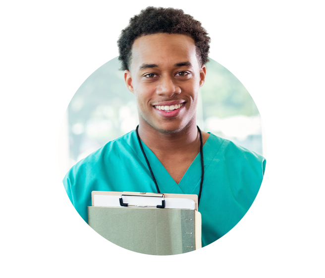 Male per diem nurse with patient file