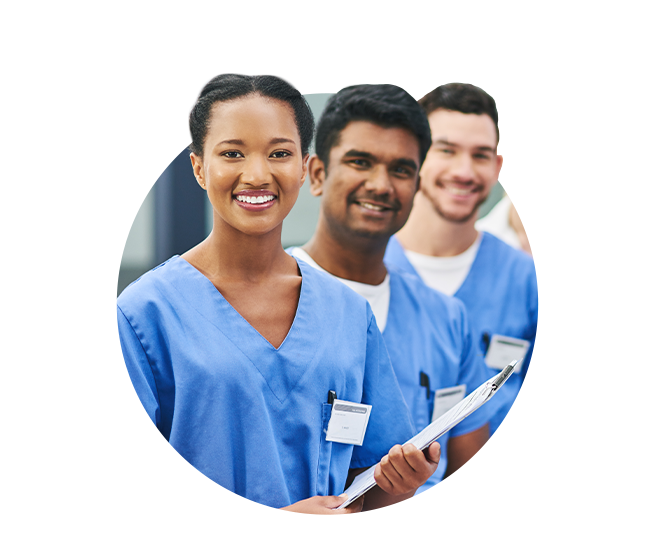 Three nurses standing behind each other