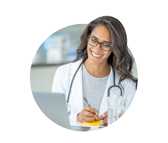 Primary care physician using telemedicine to speak with patient