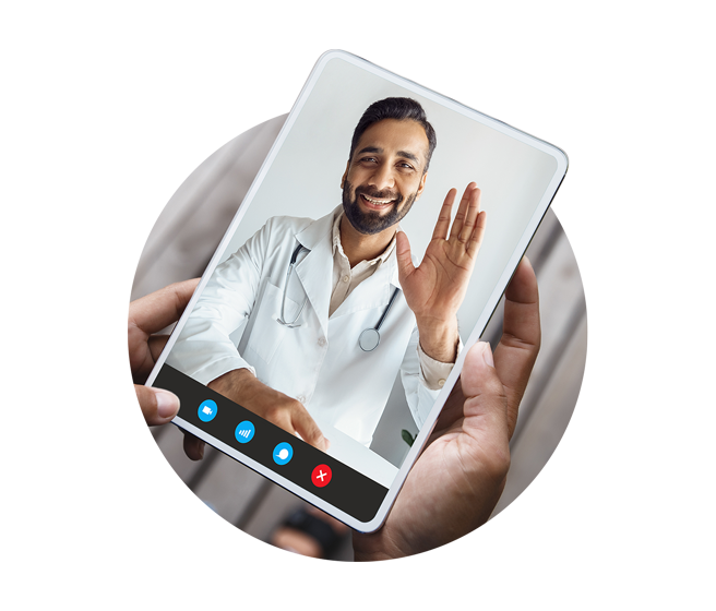 Virtual care physician on tablet computer