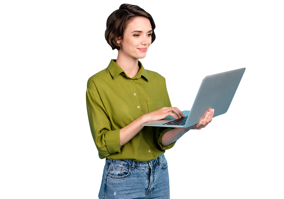 Woman using laptop computer