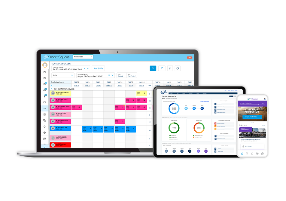 Tech-enabled solutions in display on devices to manage your workforce.